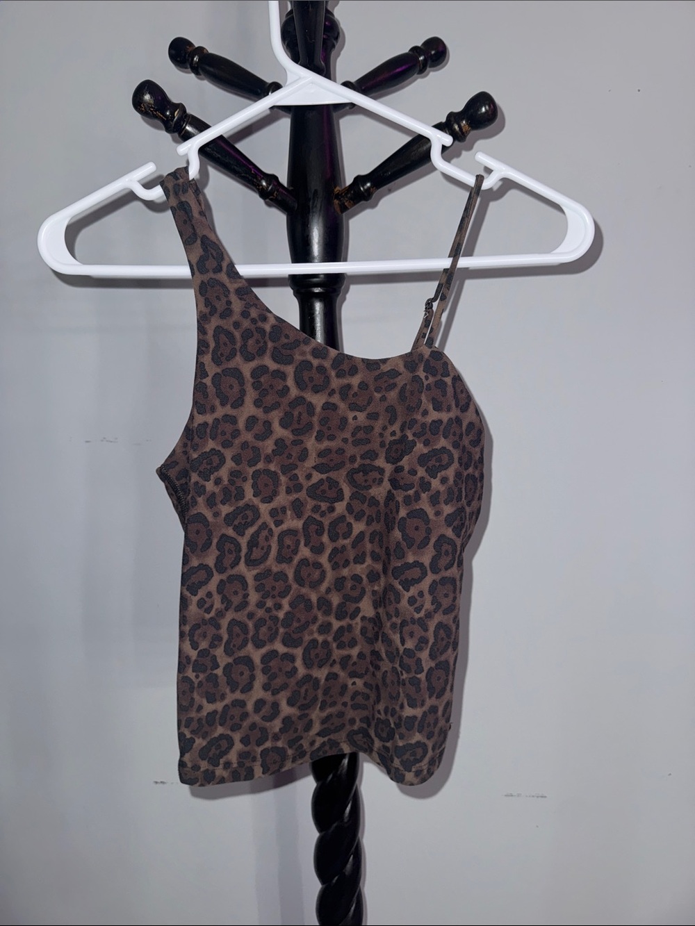 Carbon38 One-Shoulder Leopard Print Camisole - Brown/Black 2.L2